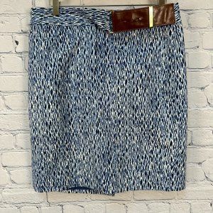 Michael Kors Women's Straight Pencil Skirt with Belt, Size 8, Blue Geometric‎